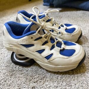 Z-Coil Freedom Classic Orthopedic Spring Heel Shoes White Blue Mesh Sneakers